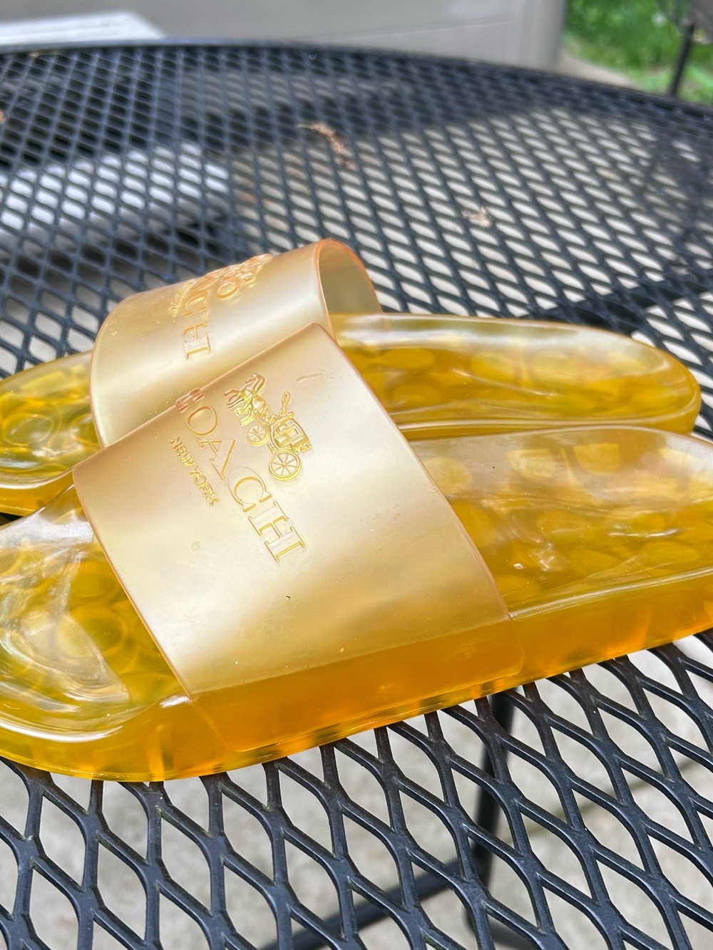 Coach Translucent Yellow Jelly Slide Sandals - Picture 4 of 5